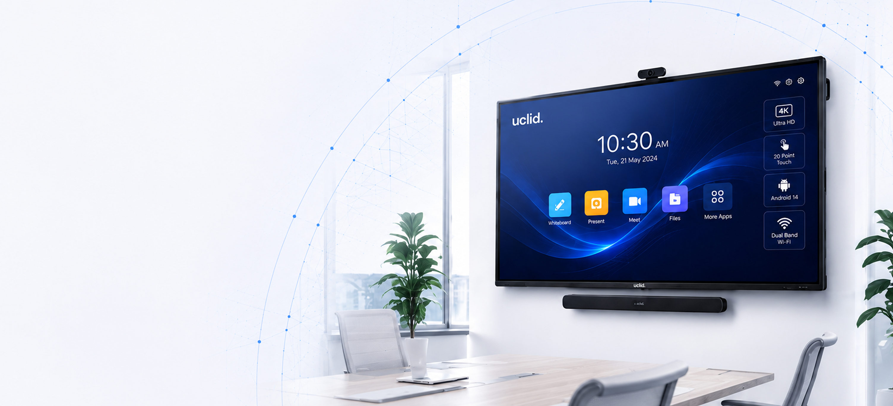 Uclid interactive display in a modern workspace